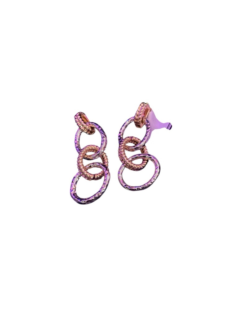NWT The Sak Silver-Tone Interlinked Triple Hoop Drop Earrings SE01914 - Picture 6 of 8